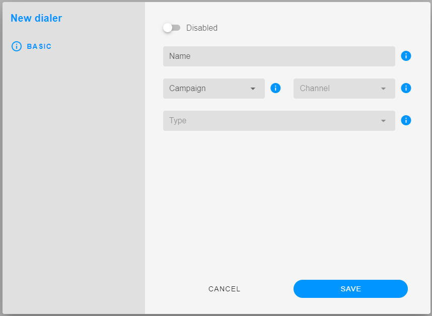 Create dialog basic tab