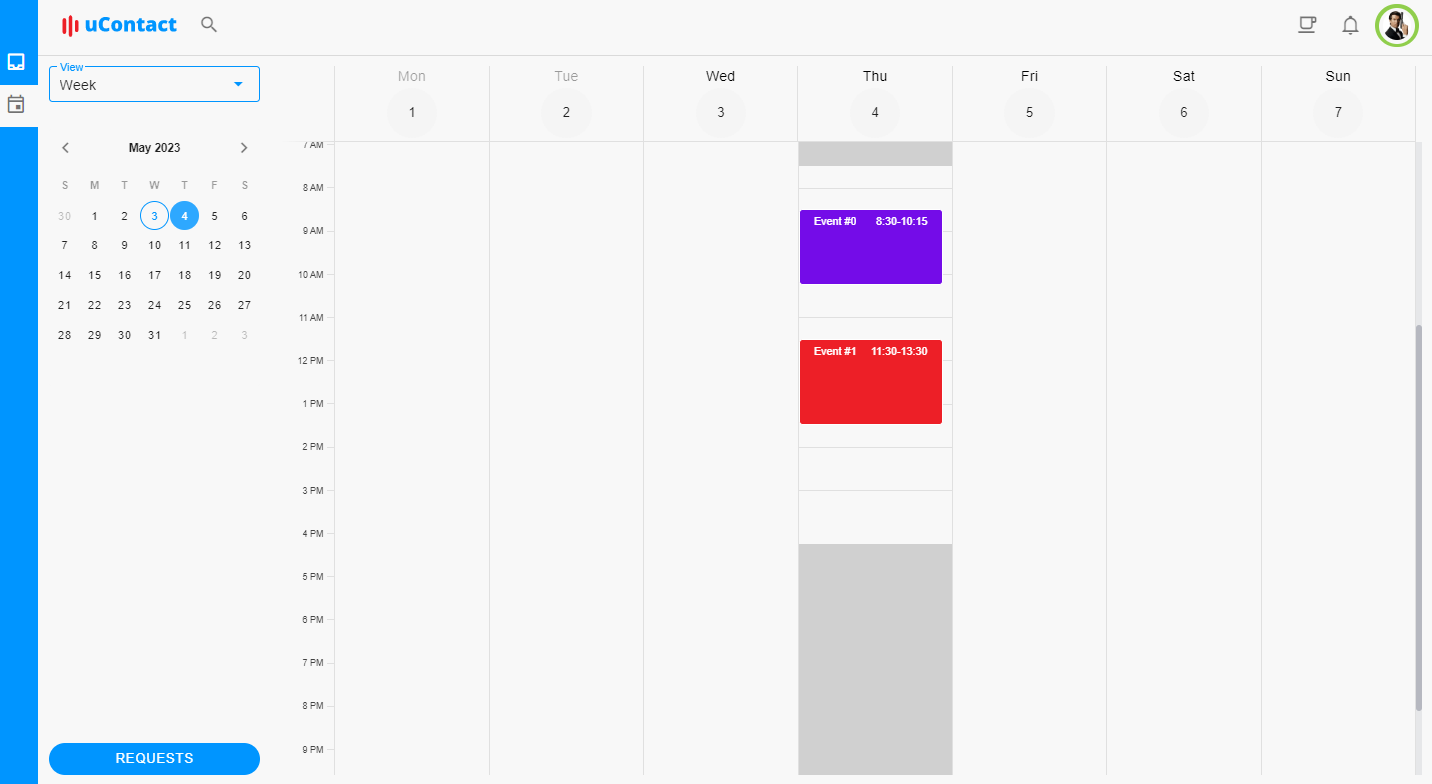 Week calendar view